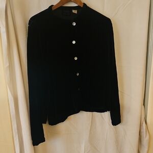 Kiko Black Velvet Button Down